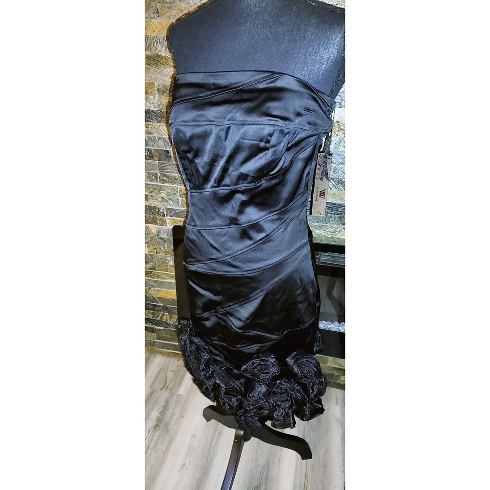 VA VA Voom Formal Black Fitted Strapless Dress Size Large NEW
